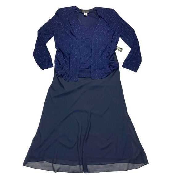 Alex Evenings Maxi Skirt Set Women Sz L Navy Blue Classic Elegant Formal Casual - Picture 1 of 16